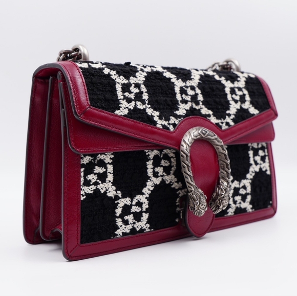 ❌️❌️SOLD❌️❌️AU16❤️ GUCCI Tweed GG Monogram Dionysus Shoulder Bag Black - Picture 5 of 15